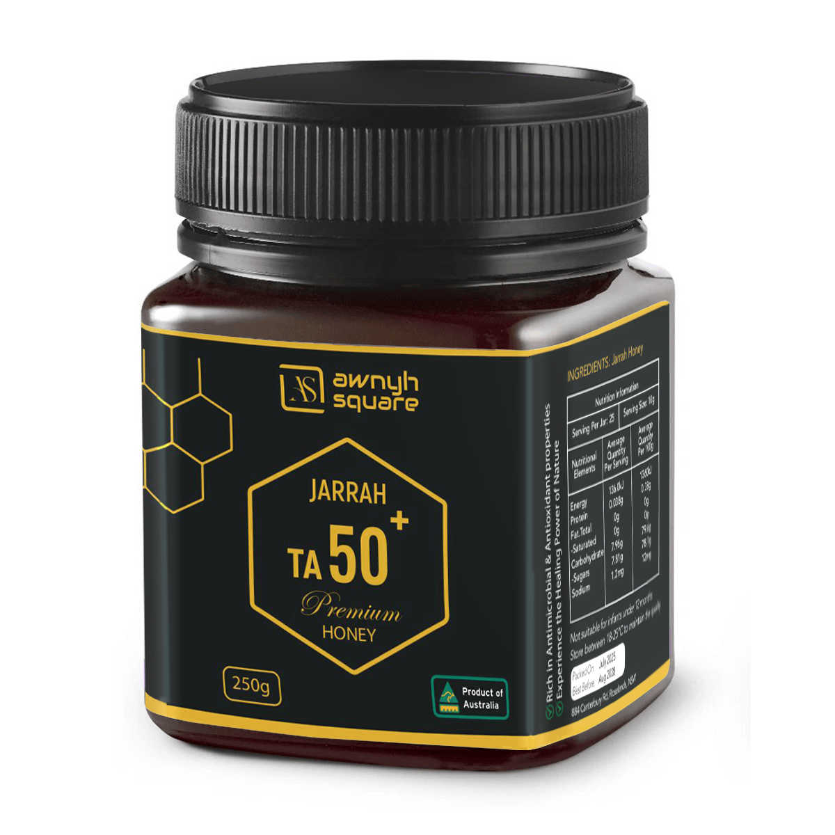 Awnyh Square – Premium Jarrah TA 50+ Honey | 250g